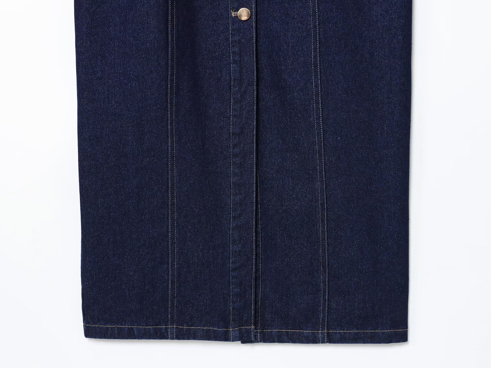 Women's new fashion with Belt slim O Neck denim Midi dress