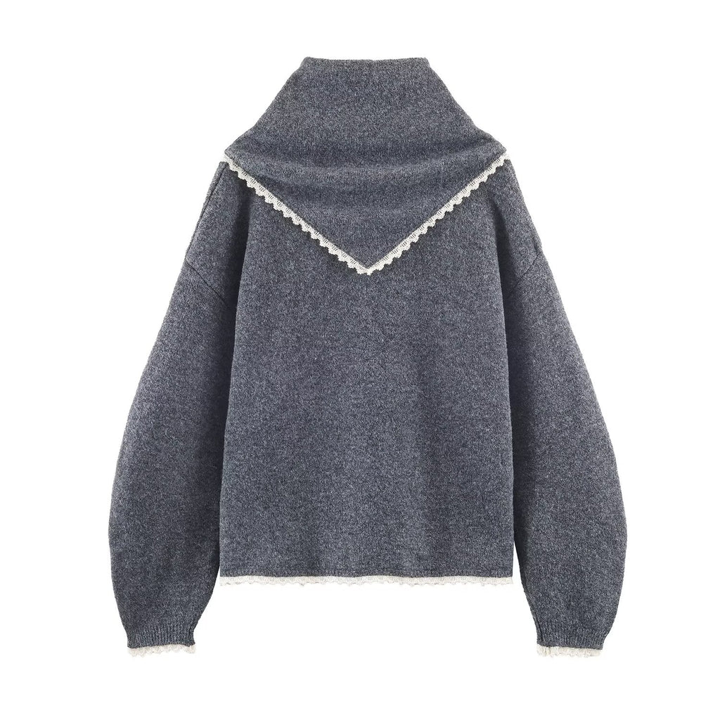 Women's lace headscarf decoration knitted Coat