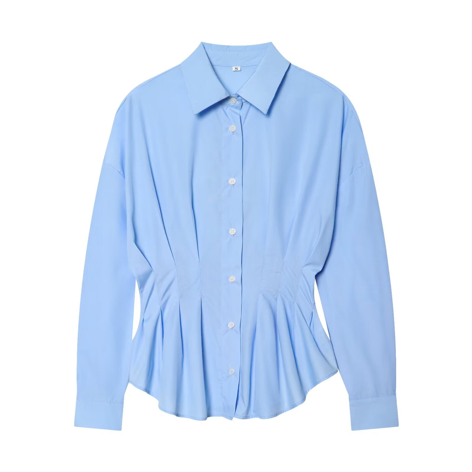 Women's pleated design slim lapel shirt
