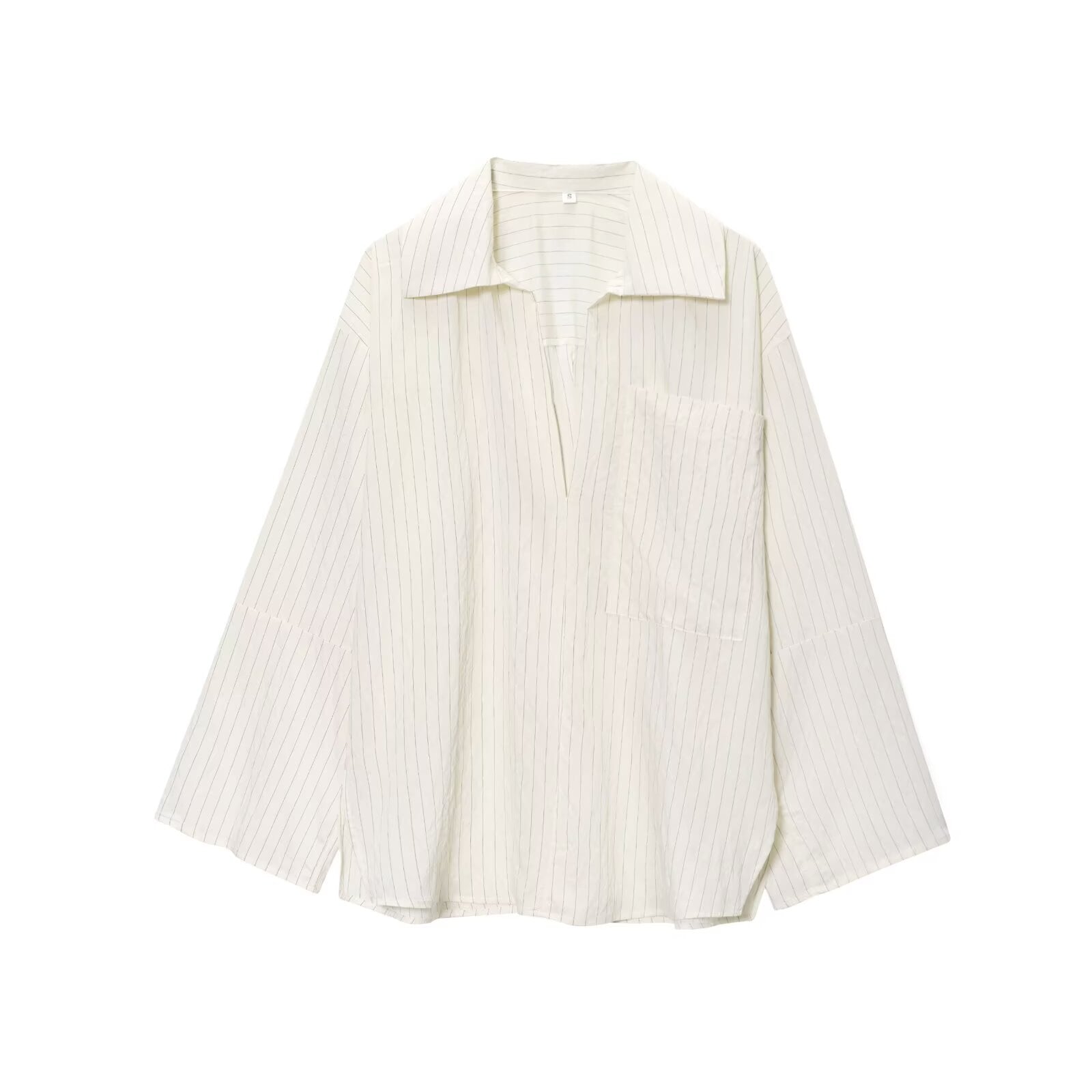 Women's new fashion loose Lapel striped Split shirt