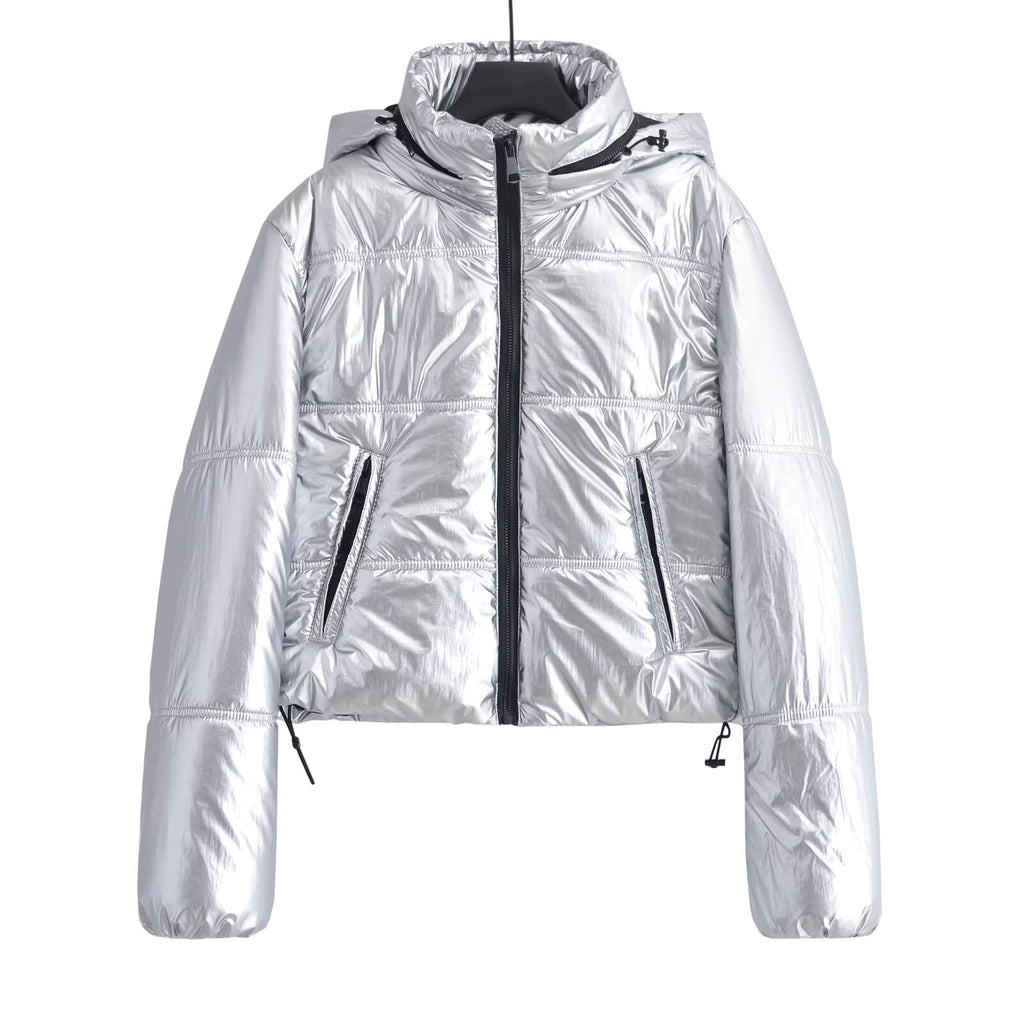 Women's metal series short thick hooded cotton Coat