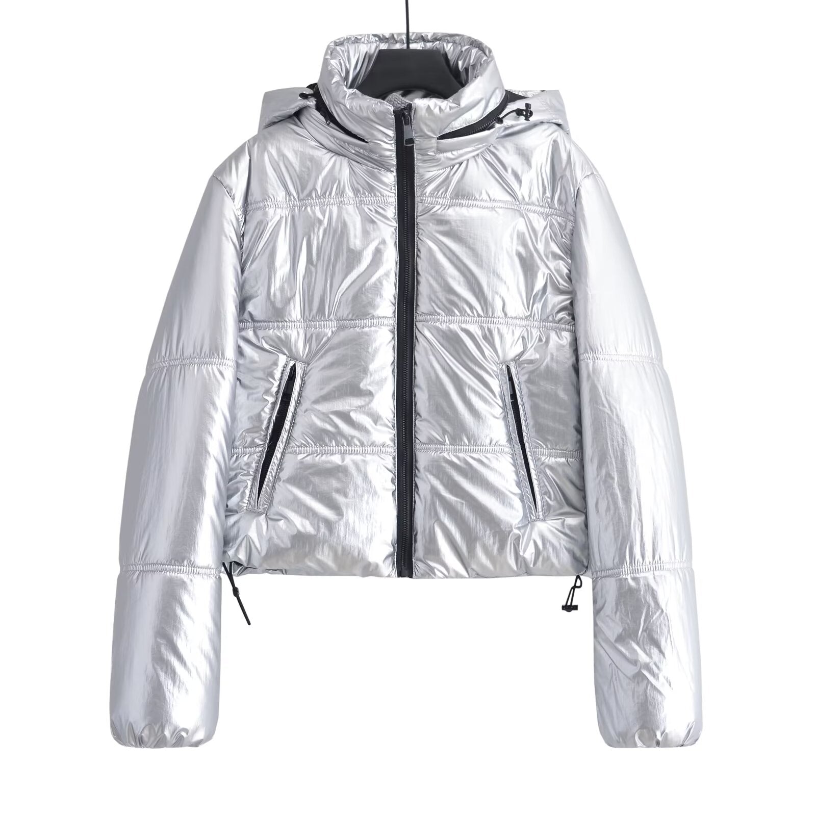 Women's metal series short thick hooded cotton Coat
