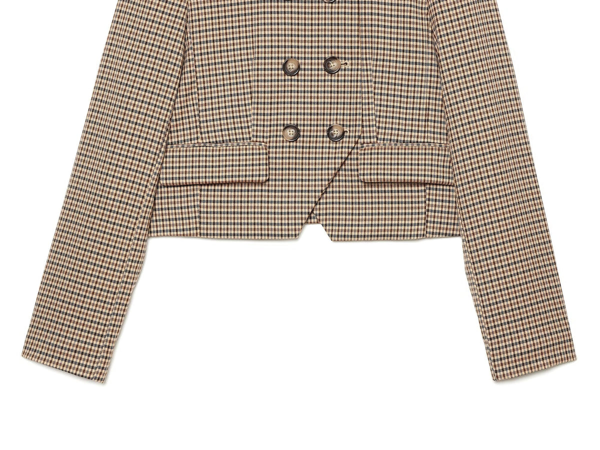Women's plaid short double breasted Blazer Coat