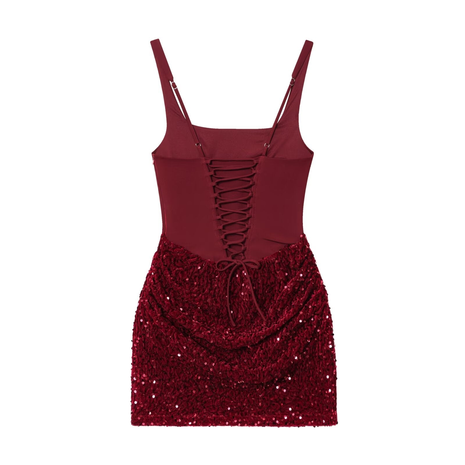 Women's sequin wrapped hip suspender mini dress