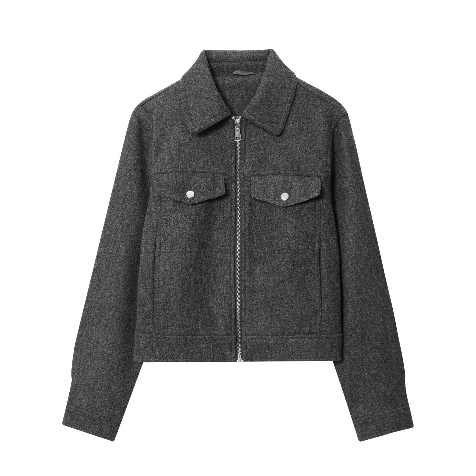 Women's new fashion long sleeved soft textured zipper jacket Coat