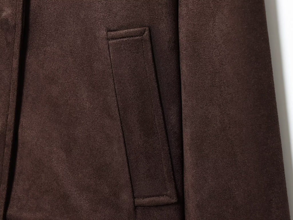 Women's new fashion short suede Leather zipper jacket Coat