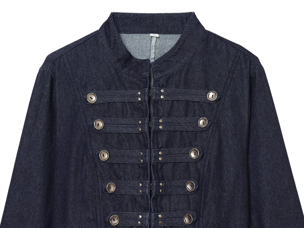 Women's buckle decoration short denim jacket