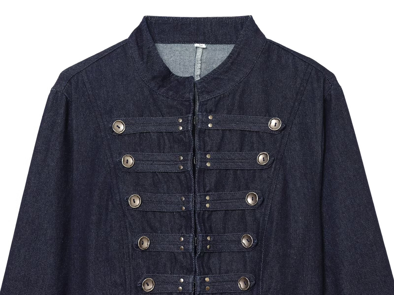 Women's buckle decoration short denim jacket