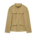 Women's casual slim stand collar Blazer Coat
