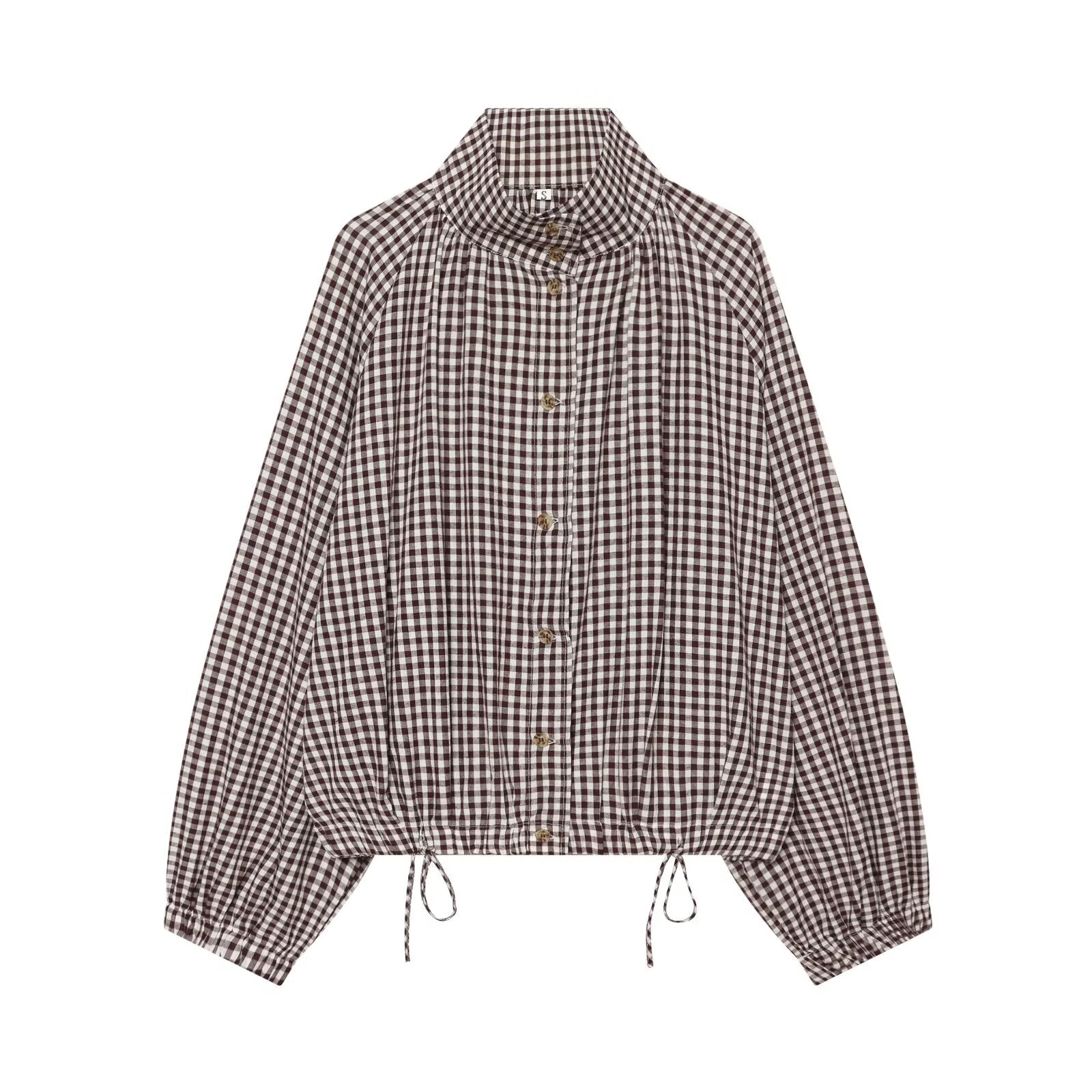 Women's with drawstring casual plaid Coat