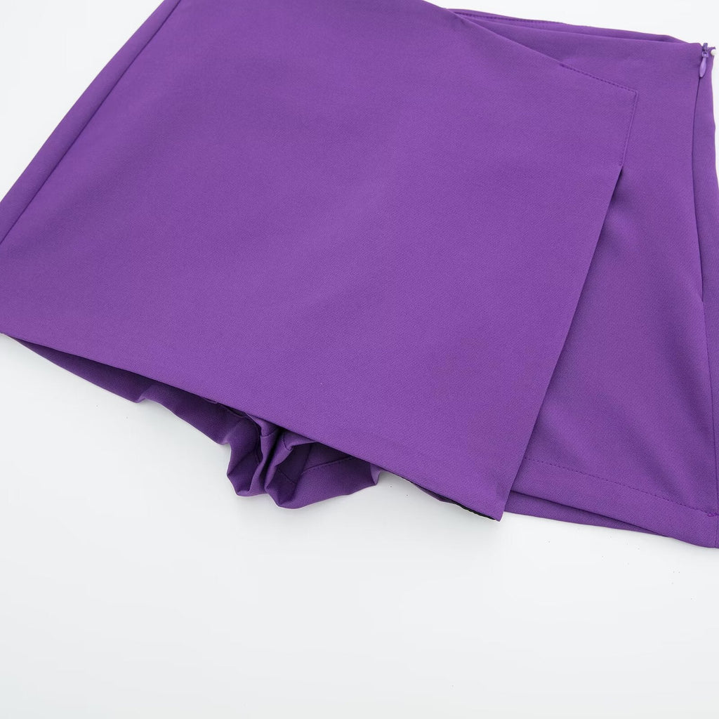 Women's multicolored casual asymmetric culottes