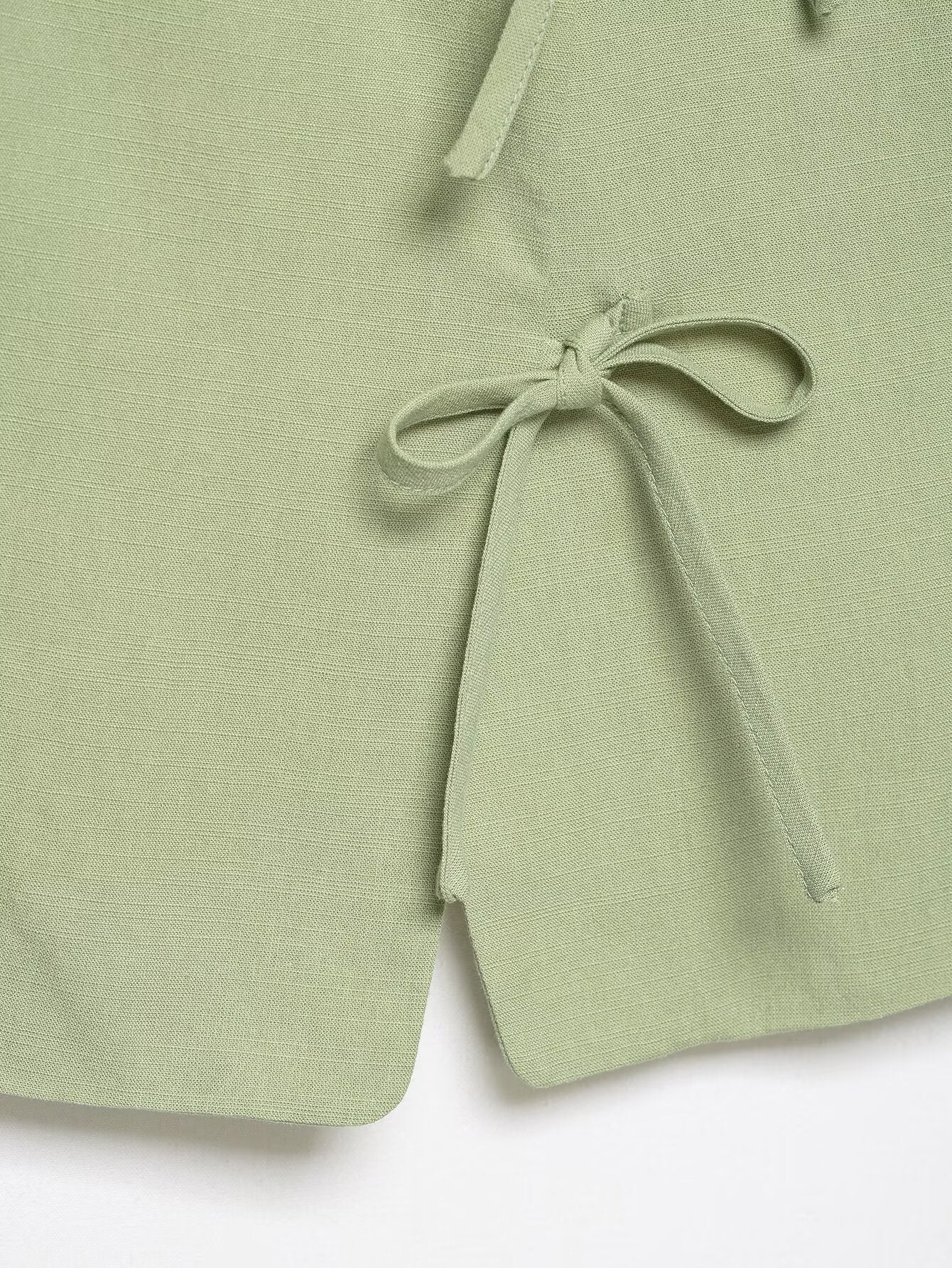 suit Women's 2 pieces bow decoration hanging neck top+culottes