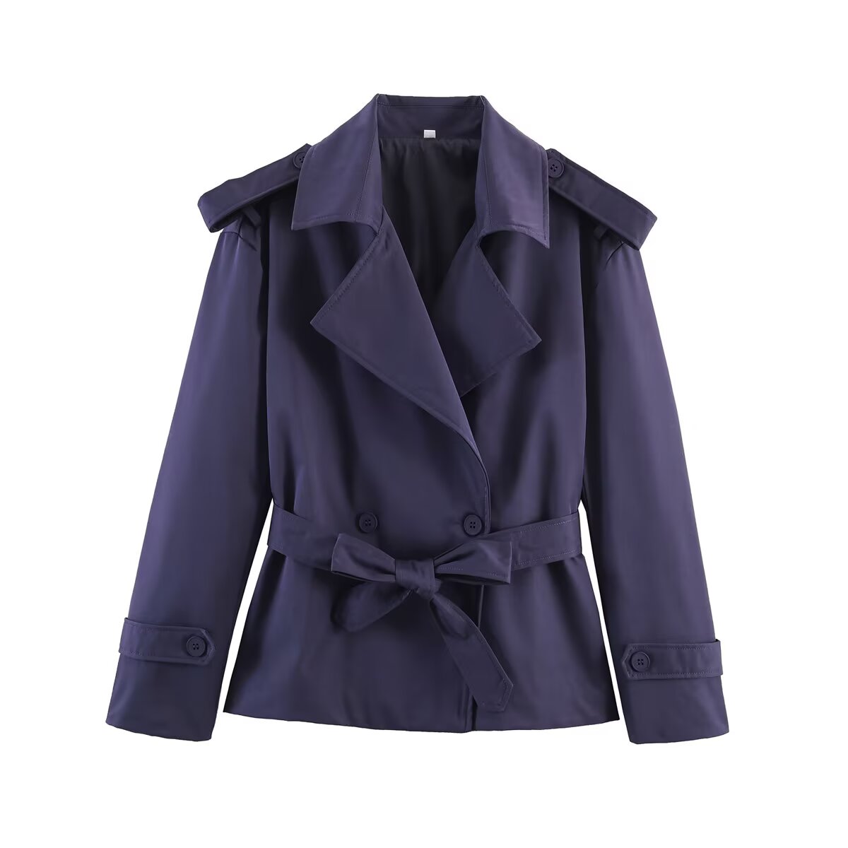 Women's with Belt large lapel windbreaker Coat