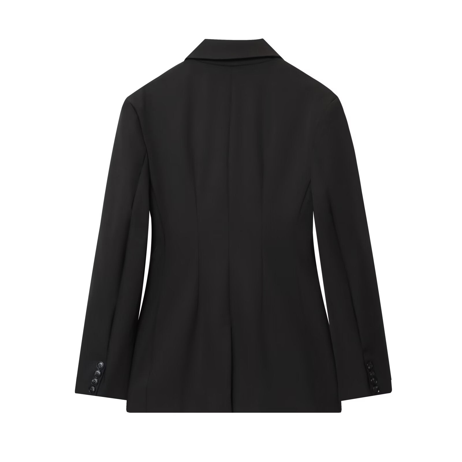 Women's 2025 new fashion black slim buckle suit jacket