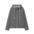 Women's New fashion Retractable waist design loose hooded jacket Coat + shorts suit