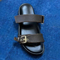 2026 women's new metal buckle design beach slippers have a shoe box