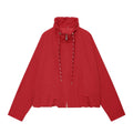 Women's drawstring decorative stand collar cotton jacket