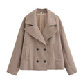 Women's new warm short Double breasted woolen coat