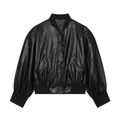 Women's leather effect short pilot jacket Coat