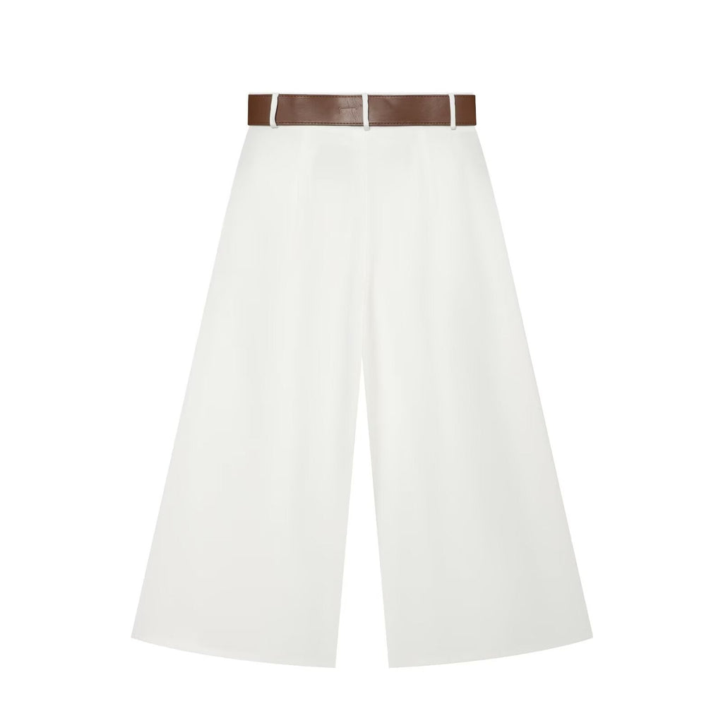 Women's with Belt casual pleated wide leg pants