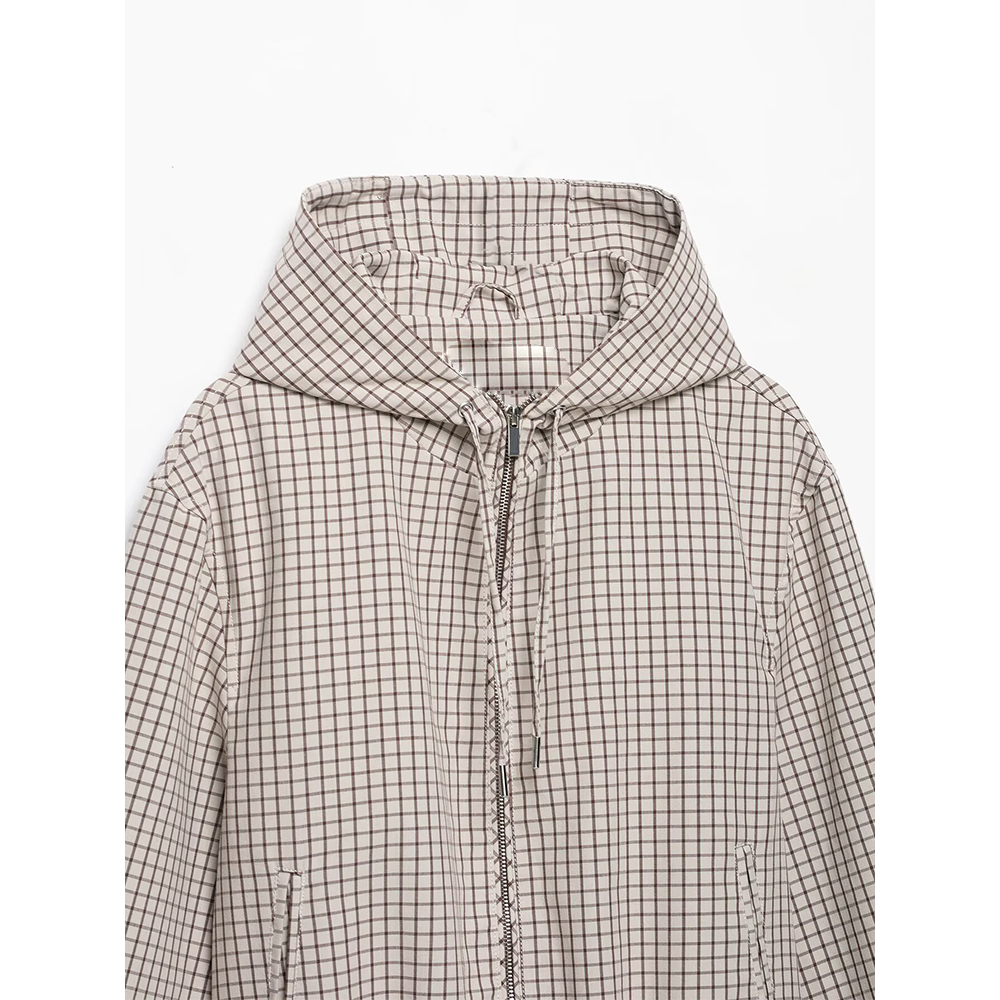 Women's casual plaid hooded jacket Coat