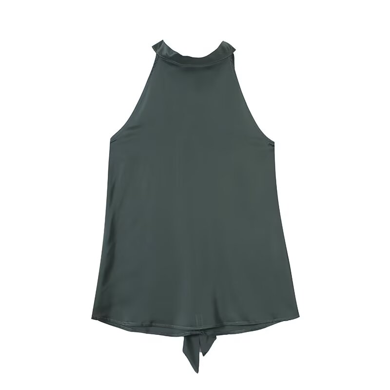 Women's satin textured hanging neck top