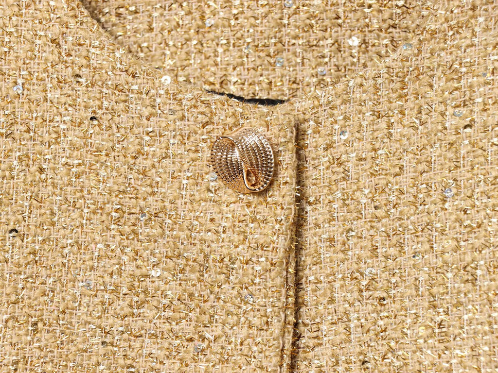 Women's metallic thread decoration short buckle Coat