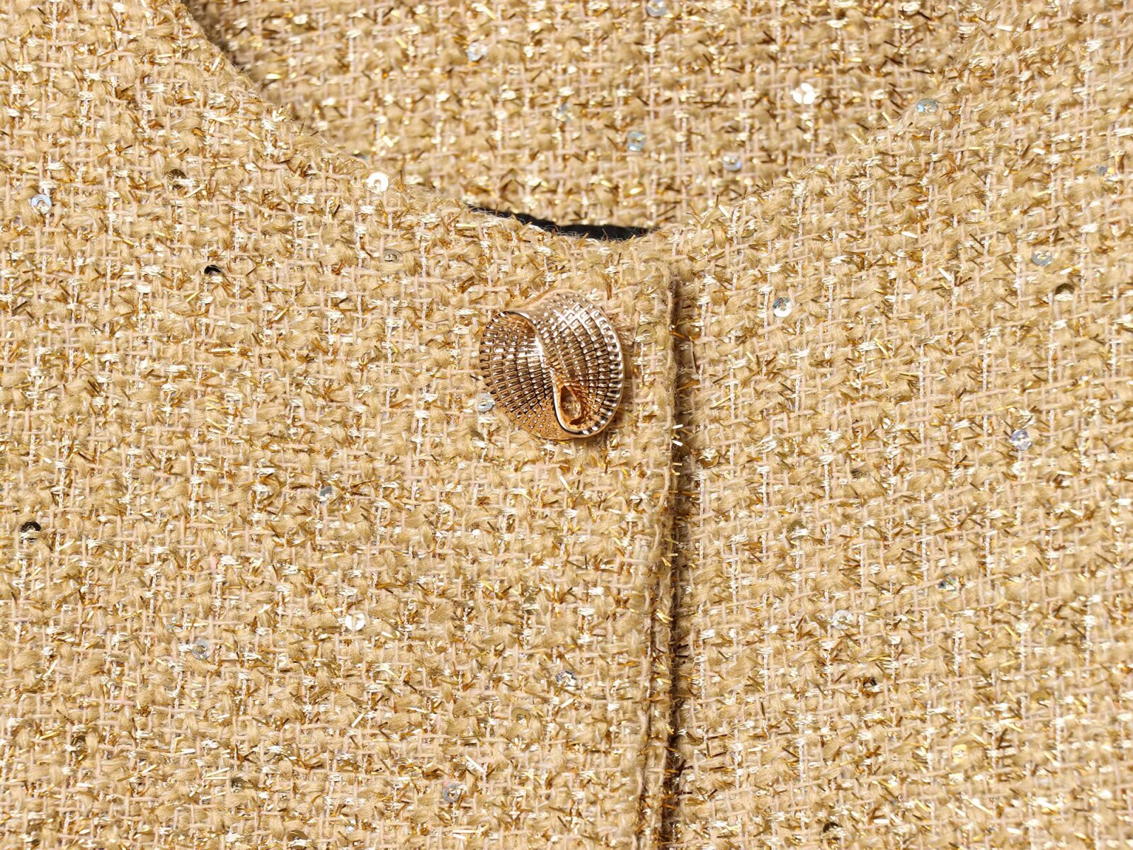 Women's metallic thread decoration short buckle Coat