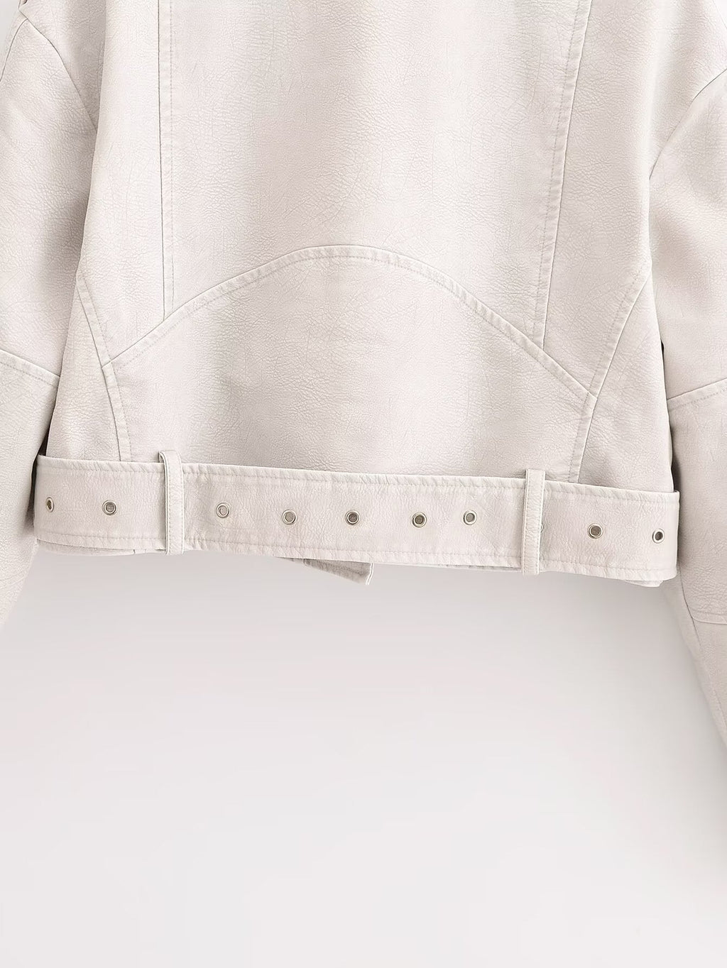 Women's with Belt short Faux Leather jacket Coat