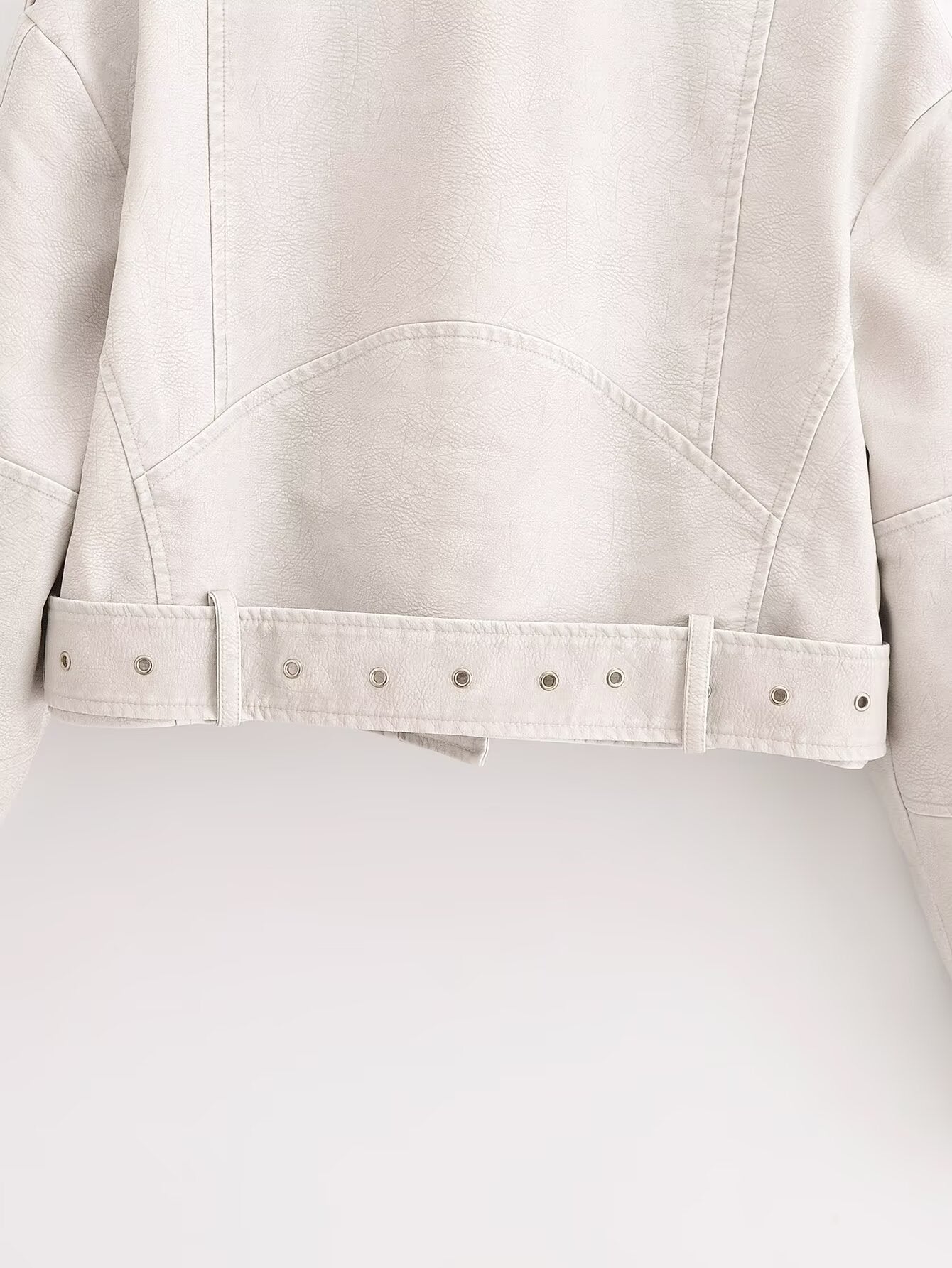 Women's with Belt short Faux Leather jacket Coat