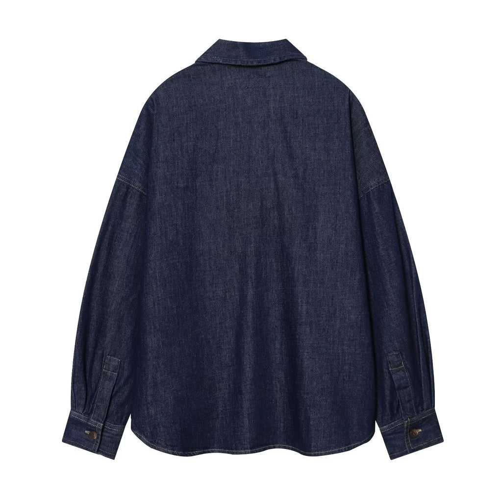 2026 Women's loose long sleeved denim shirt