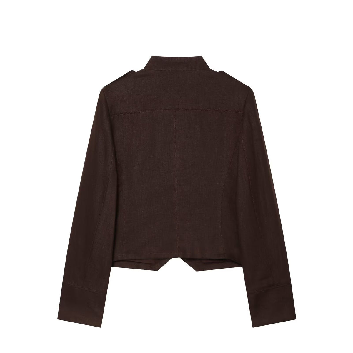 Women's short standing collar double breasted jacket