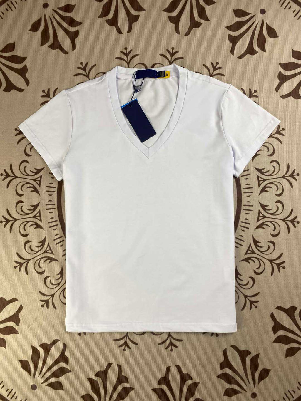Women's New Fashion Casual Joker Embroidered Cotton V-neck Slim Short Sleeve T-shirt