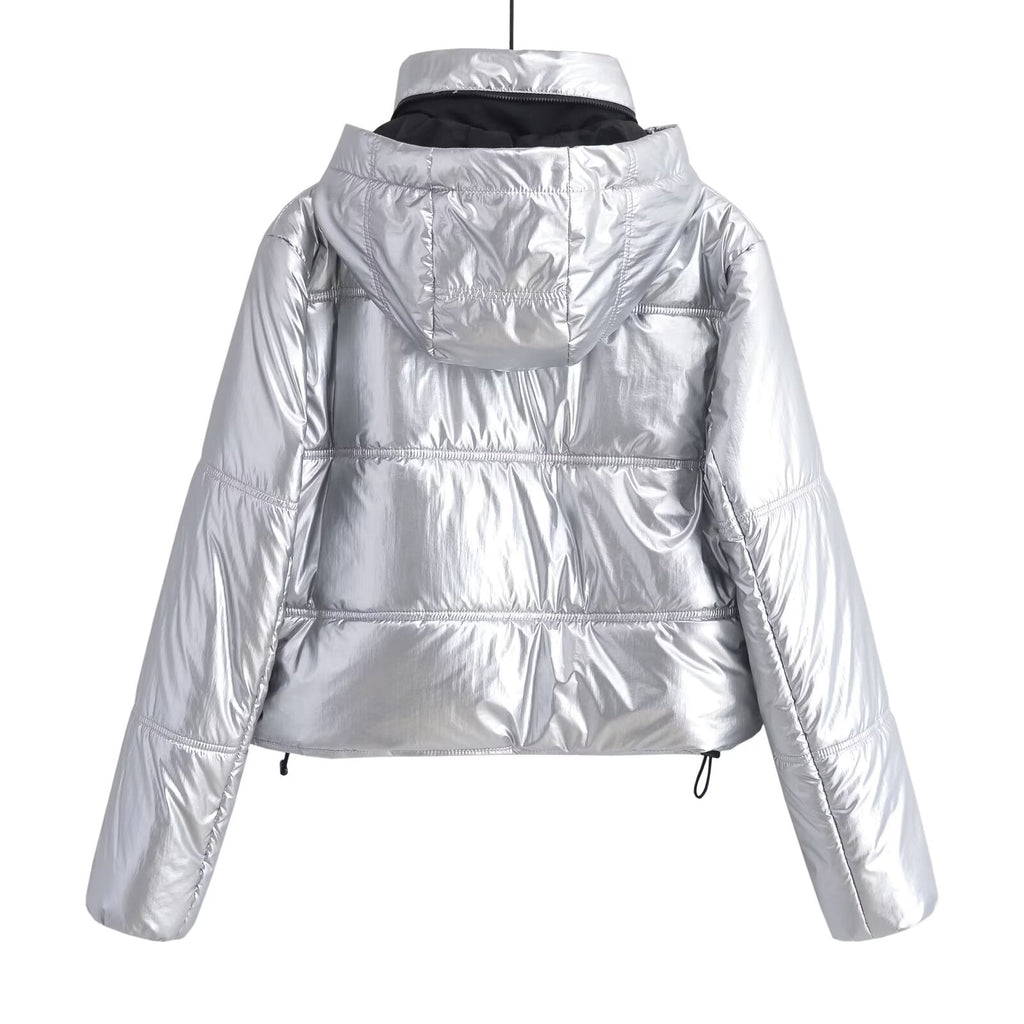 Women's metal series short thick hooded cotton Coat