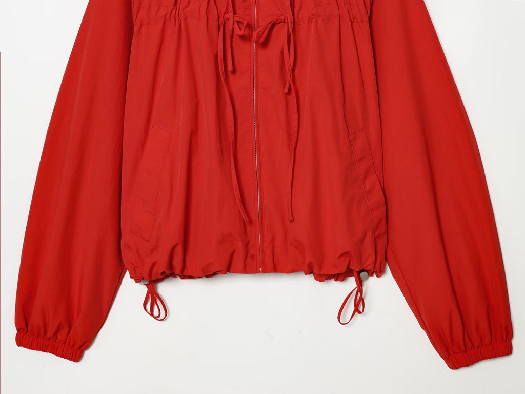 2026 Women's bow decoration nylon hooded Coat
