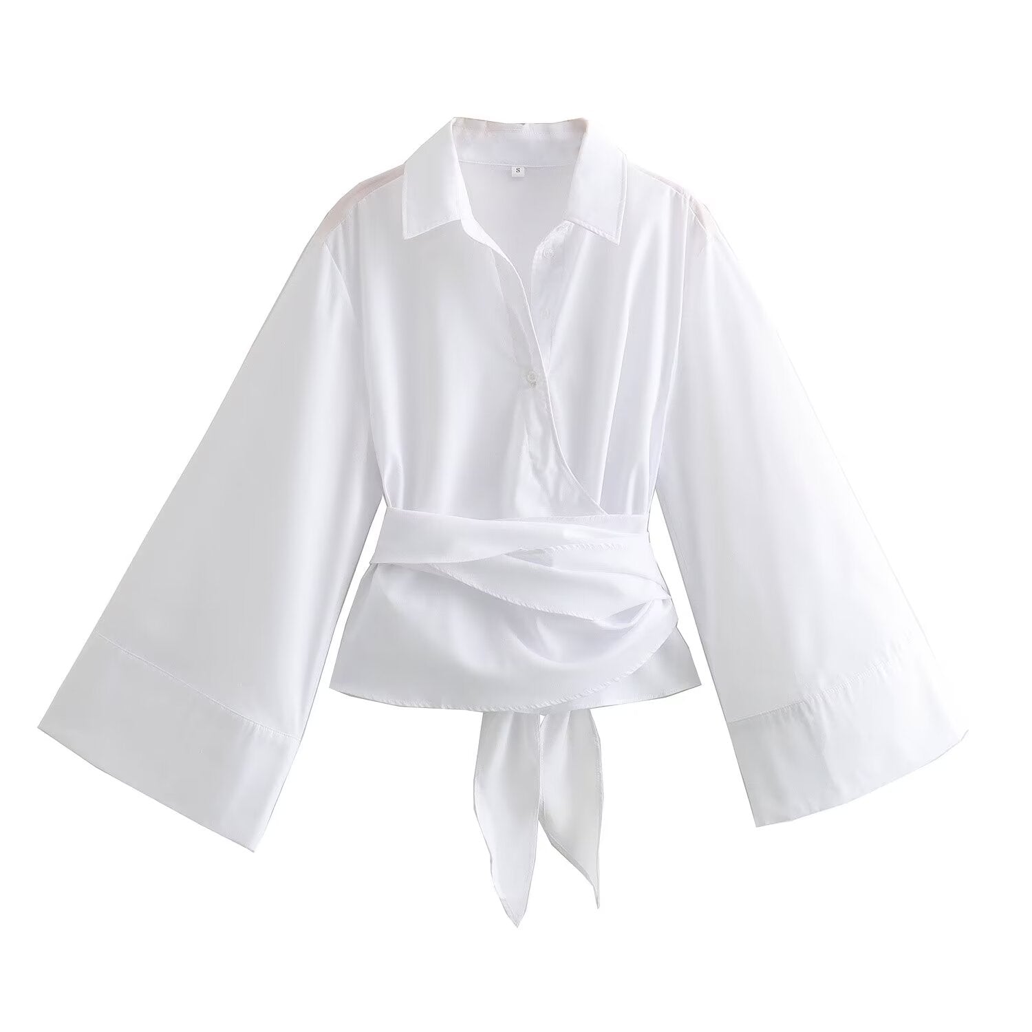 Women's bow decoration casual poplin shirt