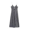 Women's Sweet Fashion Flower Printed suspender Midi Dress