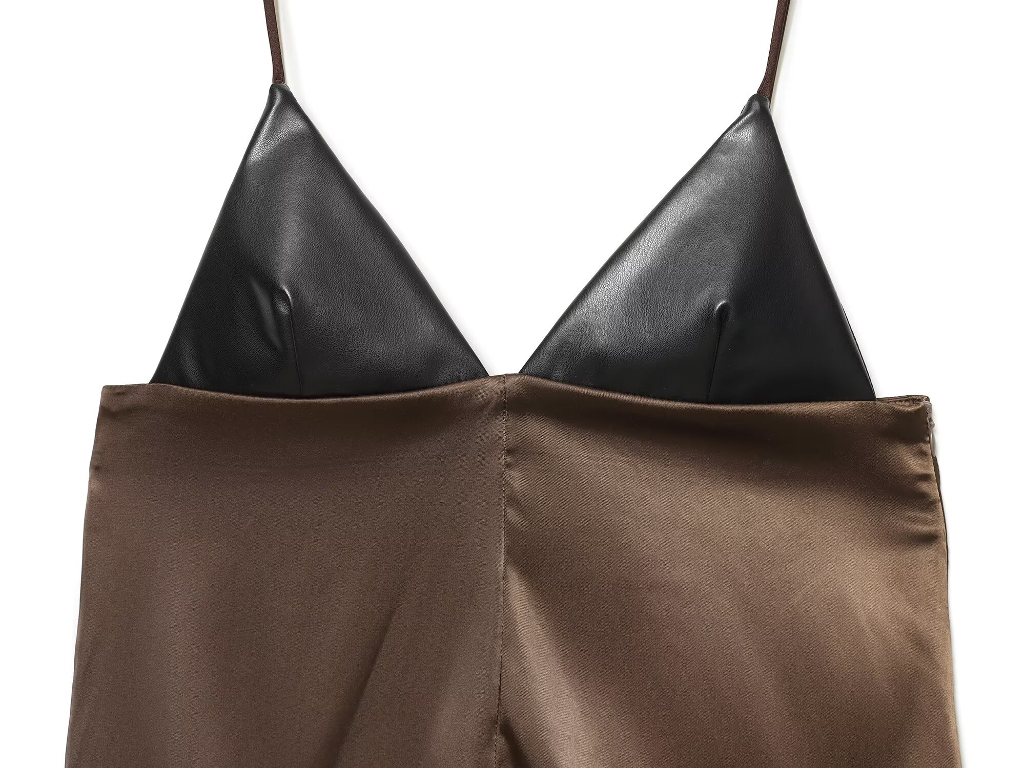 Women's patchwork asymmetrical suspender top