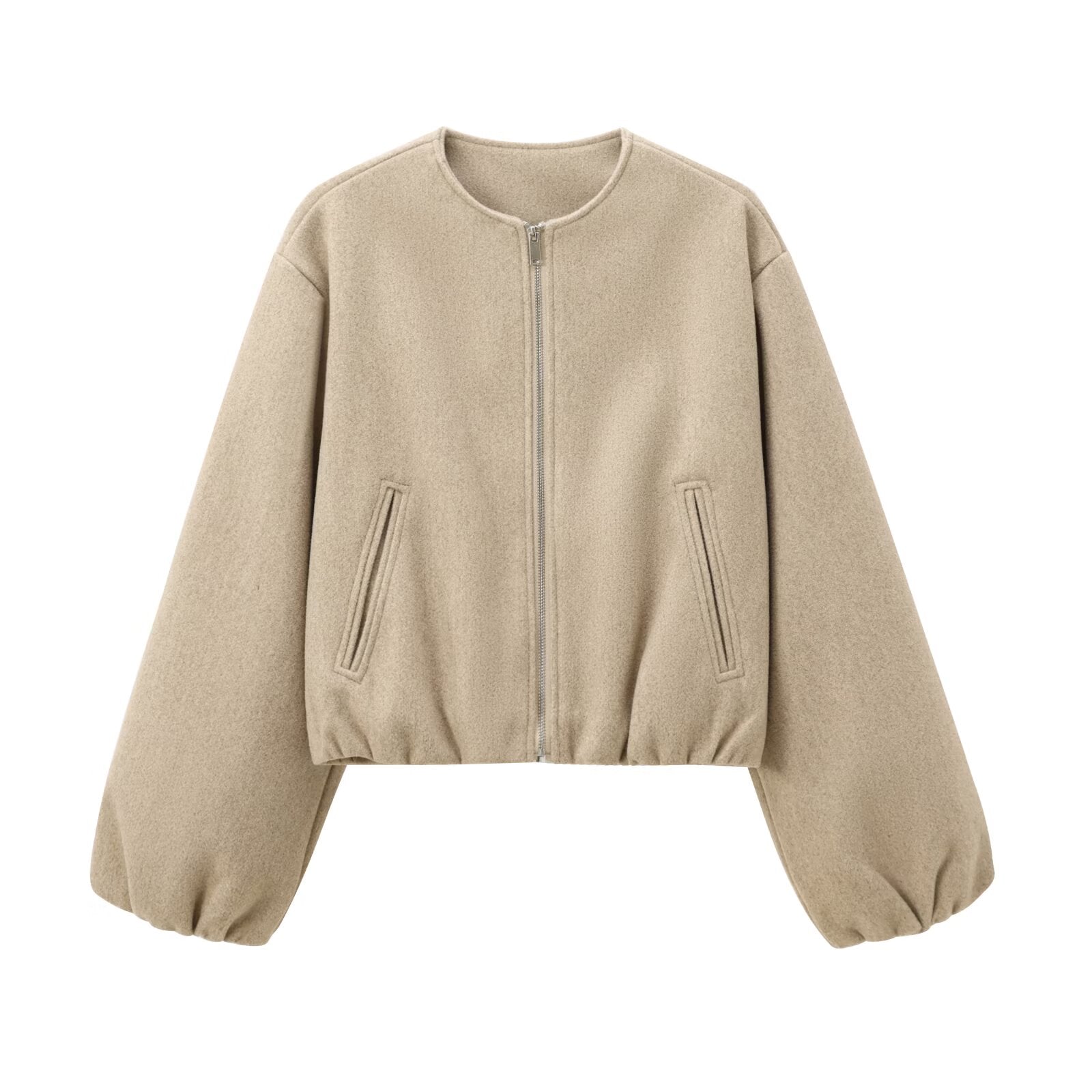 Women's soft textured O Neck pilot jacket Coat