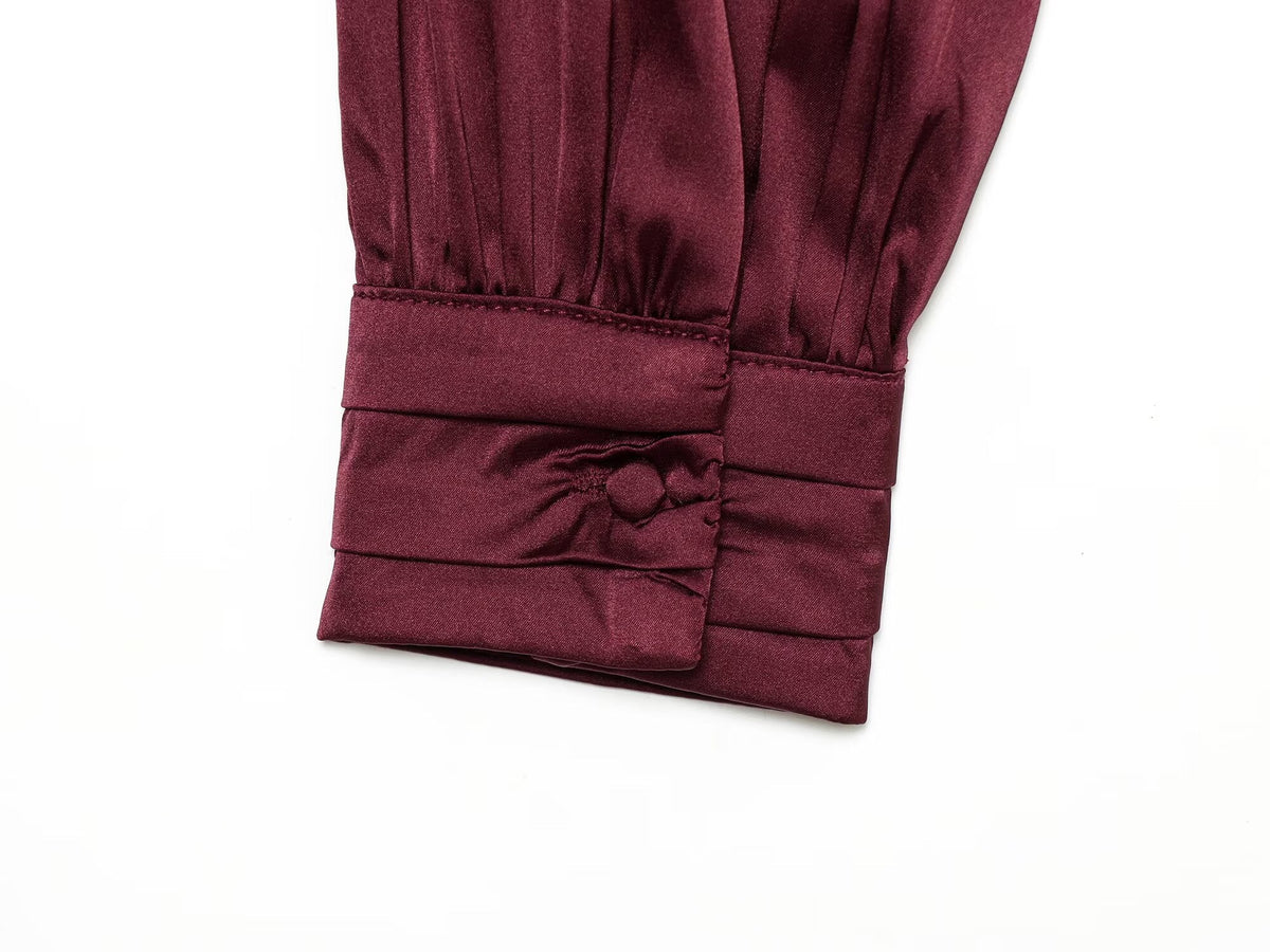 Women's with shoulder pads satin texture shirt