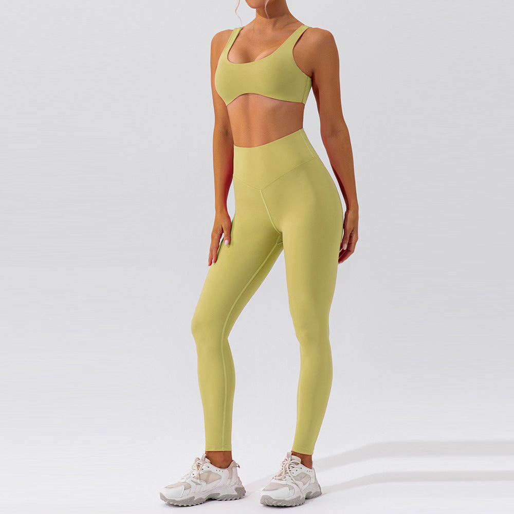 Women's Nude Hip Lift Yoga Suit Women's Quick-dry Running Beauty Back Fitness Suit