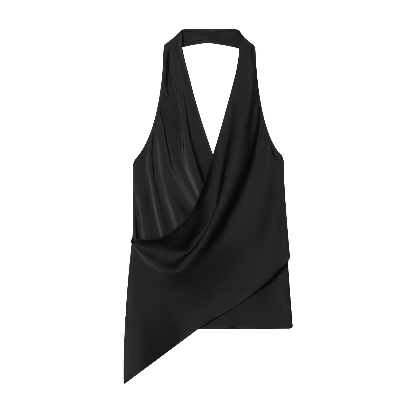 Women's Satin textured polka dot hanging neck top