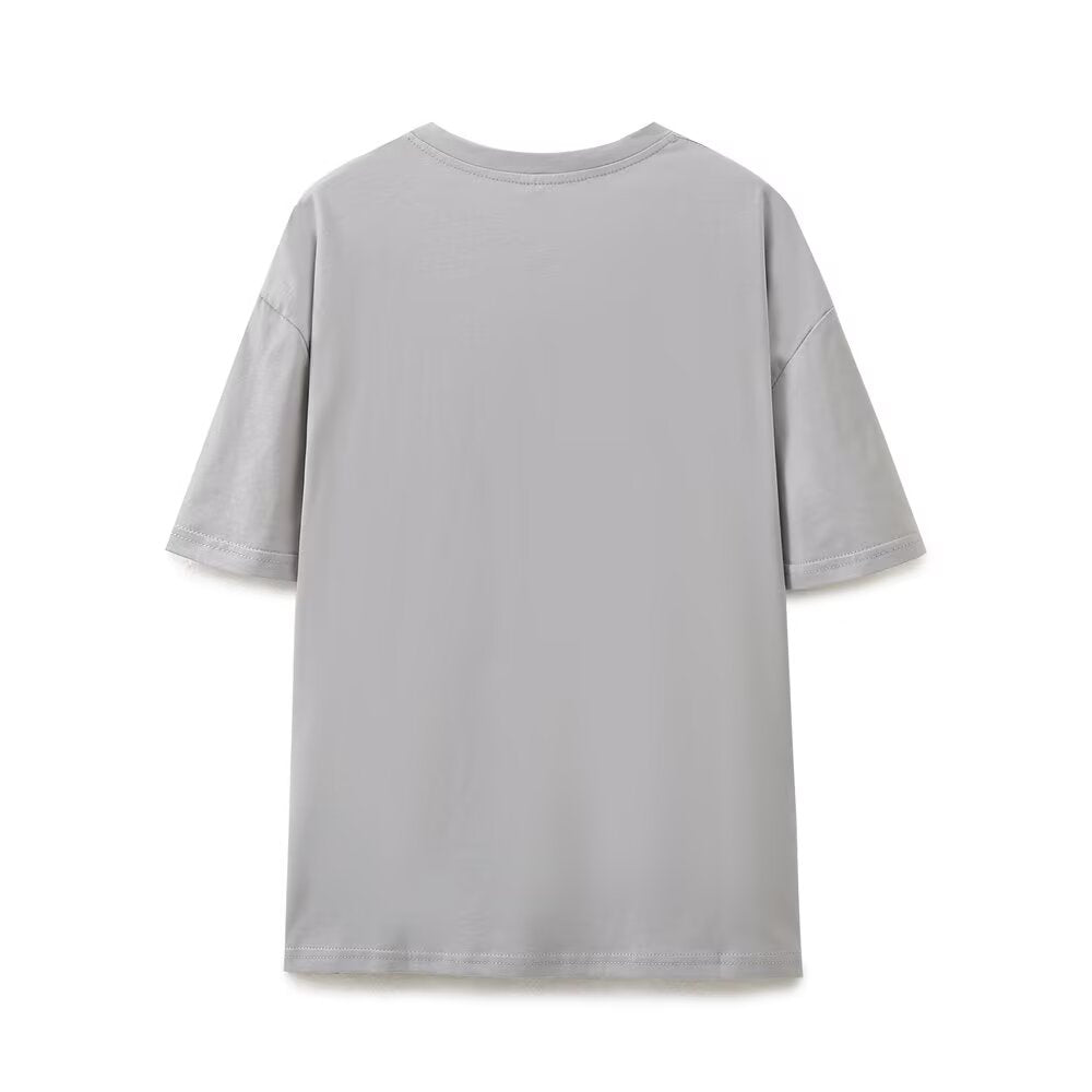 Letter printed T-shirt women's short sleeved O-neck loose T-shirt 2026 summer casual T-shirt
