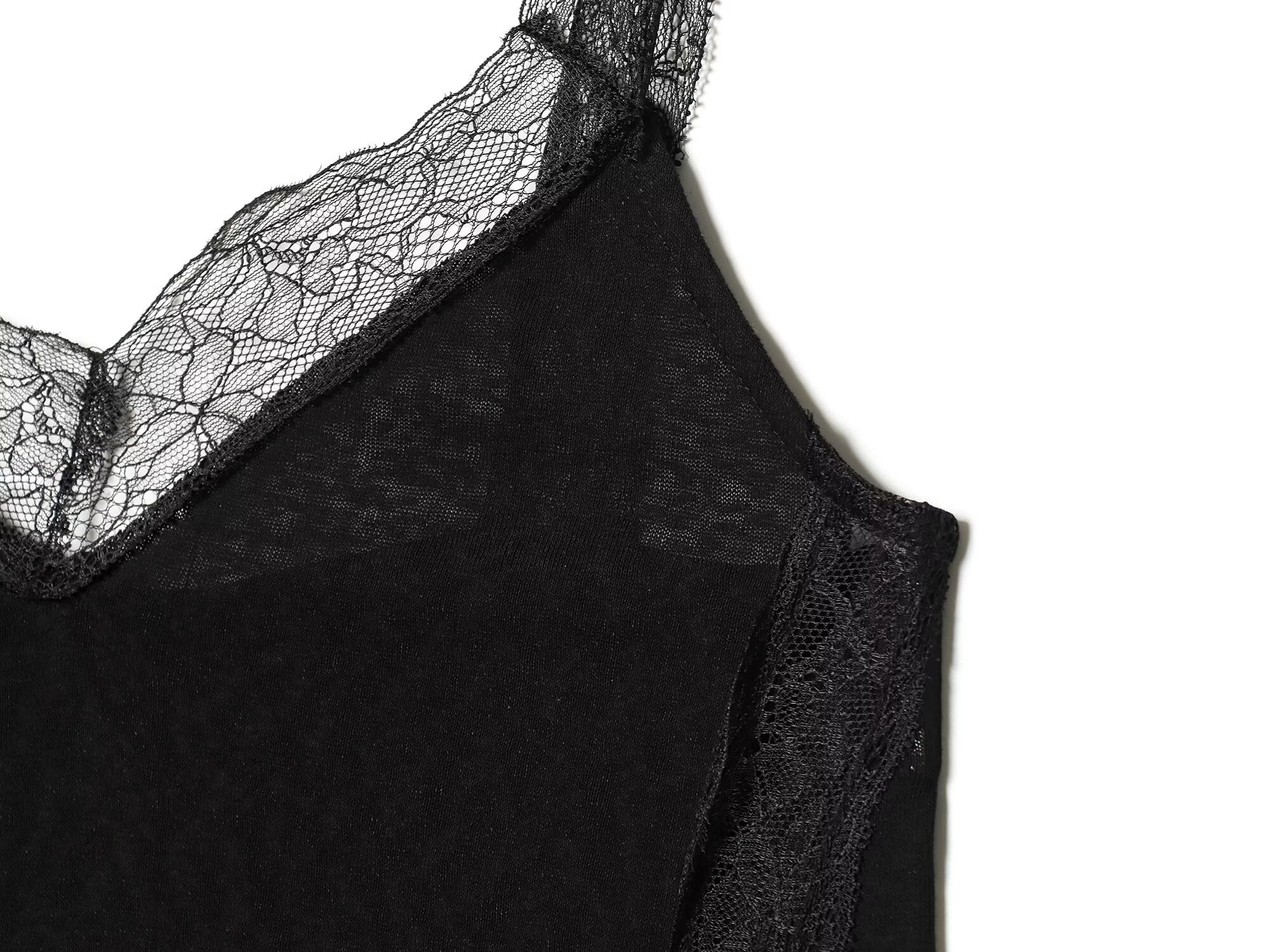 Women's lace asymmetrical cotton top
