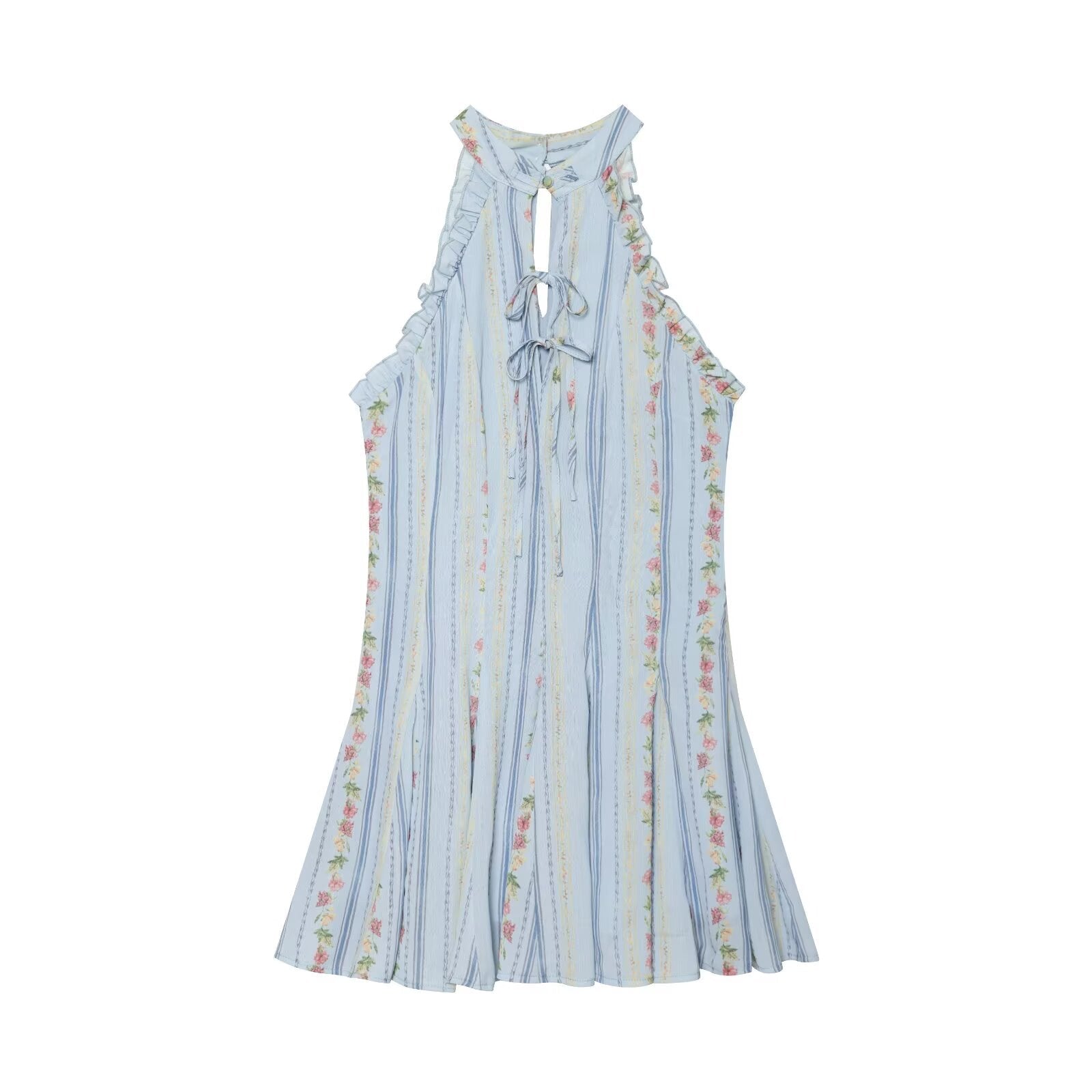 Women's floral print Halter neck mini dress