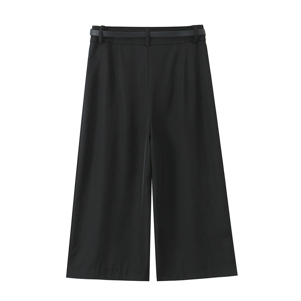 Women's new fashion chain waistband decoration loose versatile pleated shorts retro high waist side zipper women's shorts Mujer