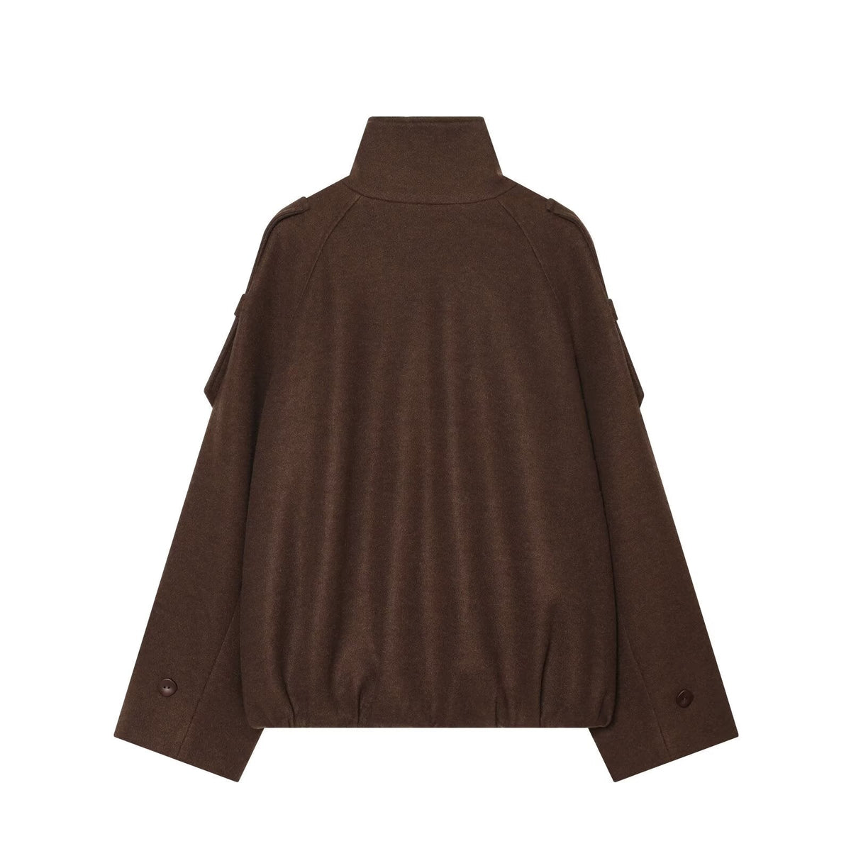 Women's standing collar double breasted woolen Coat