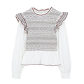 Women's honeycomb grid patchwork embroidered shirt