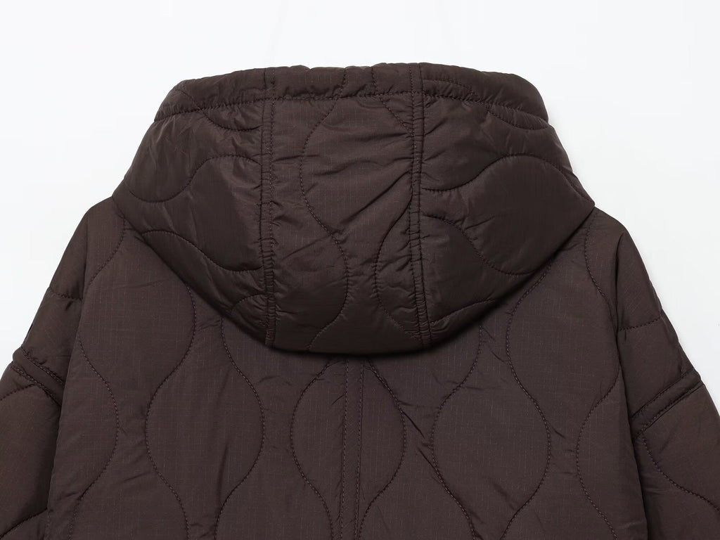 Women's new fashion loose warm hooded quilted cotton Coat