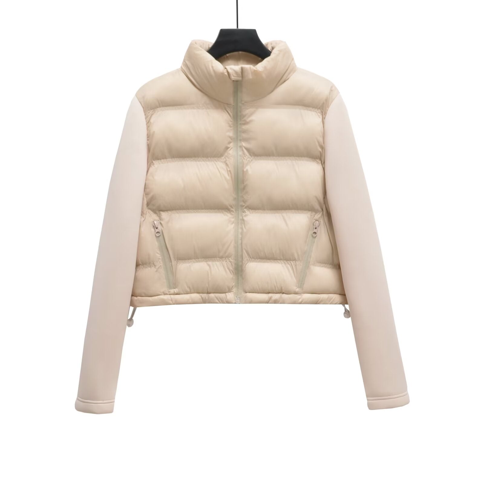 Women's short standing collar spliced cotton jacket Coat